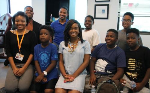 Joshua Quinn, founder of Brothers Against Racial Stereotypes (BARS) Institute, who spoke of the bystander effect to students covering the Woolworth's Sit-In. While at YMP, he brought young BARS participants to meet YMP student journalists. 