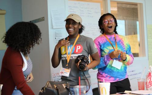 YMP students in the newsroom. 